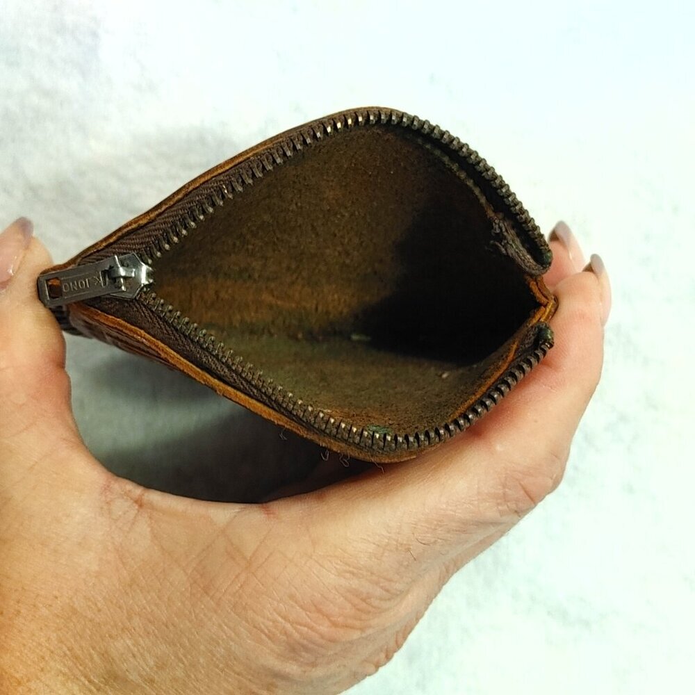 Vintage Mexican Leather Hand Tooled Coin Purse - Picture 6 of 8